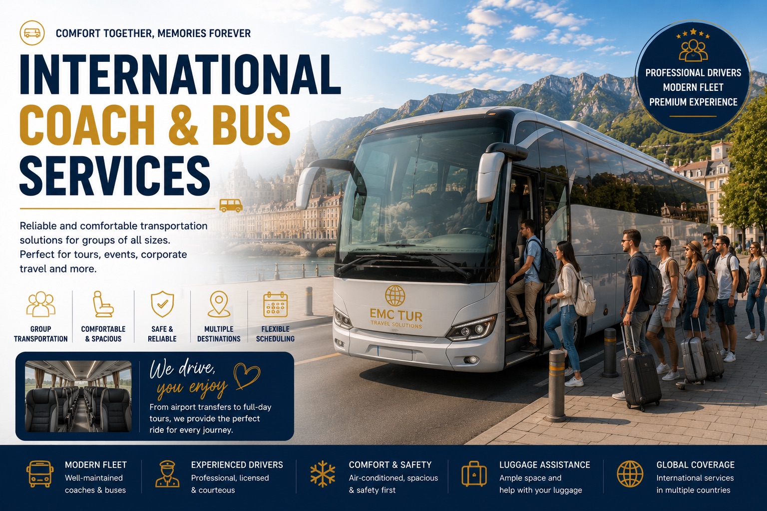 Comfortable transportation solutions for groups and organized tours.