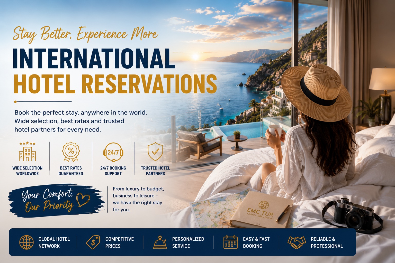 Global hotel booking services for leisure, business, and group travelers.